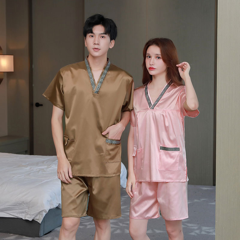 汗蒸服女款贡缎套装情侣加肥大码棉桑拿服男按摩浴服汉蒸衣服直销
