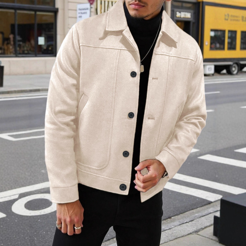 Cross-Border Temu Shein Amazon Cross-Border Foreign Trade Men's Coat Lapel Jacket Autumn Youth Versatile Casual