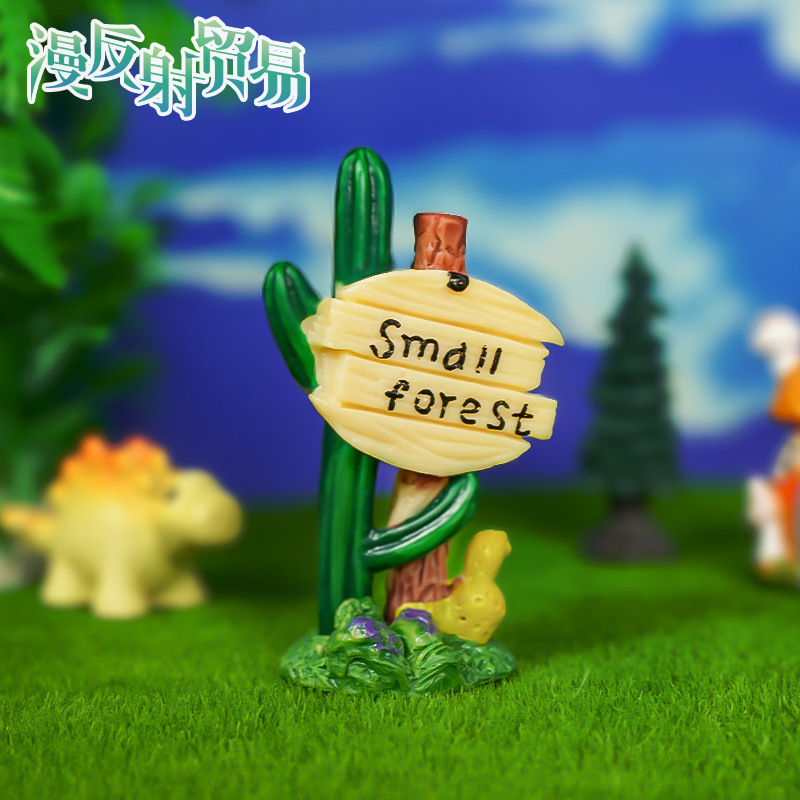 Adornos de paisaje suculentas cactus letrero de la calle musgo micro paisaje artesanía de pvc decoración pequeña material de bricolaje