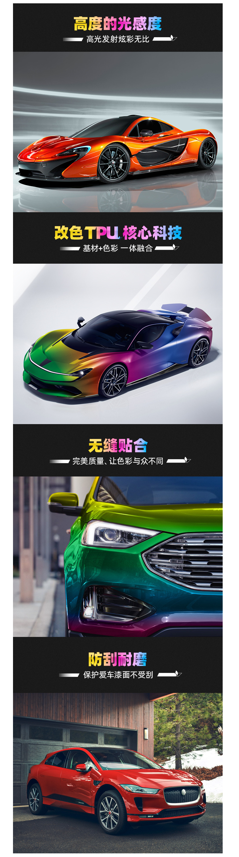 Yiming New Materials Full Range of Color-Changing Films 7.5Mil Wholesale Anti-Scratch Car Wrap Tpu Film Car Paint Warranty Five Years Modification
