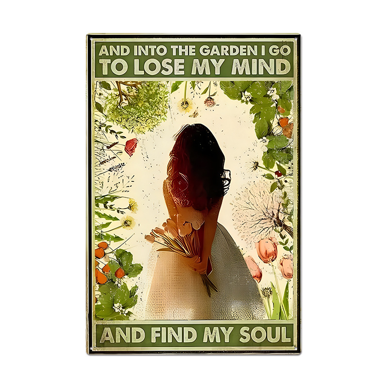 Pintura de hojalata pastoral Flor antigua retro Arte de hierro Pintura colgante pequeña Jardín al aire libre Balcón Decoración de pared Colgante transfronterizo