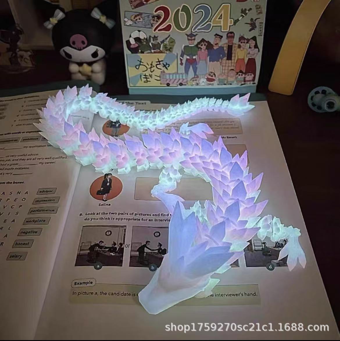 [Fabricante de suministro] 3D impresa nocturna cristal dragón chino dragón huevo de dragón junta completa móvil nocturna juguete ornamental