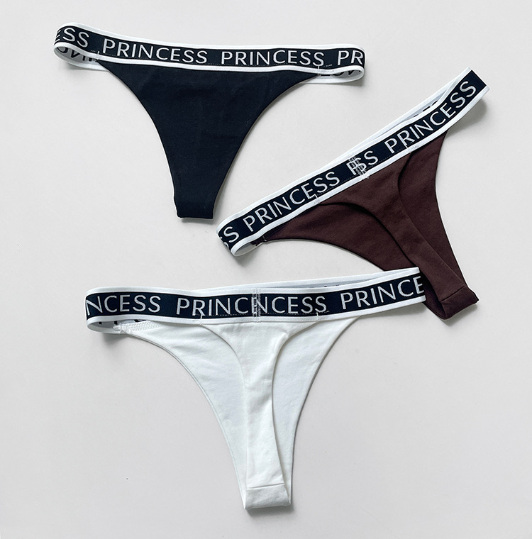 70g Weight Low Waist Panties Waist Thong Panties Style Panties Lingerie Type Cotton Fabric Type 3 PCS/Package Quantity Letter Pattern All Seasons Season Women's Gender Lady, Sexy Style Letter Low Waist Thong Panties 12