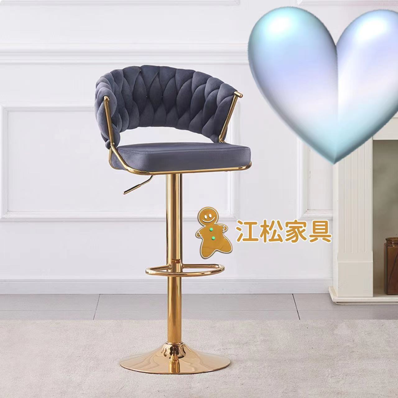 Fabricante personalizado silla de bar de lujo ligera elevación giratoria respaldo casero isla silla de bar taburete alto