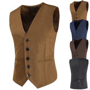 Cross-border 2022 foreign trade fashion men's Korean slim fit suit vest casual solid color simple men's mandarin jacket vest