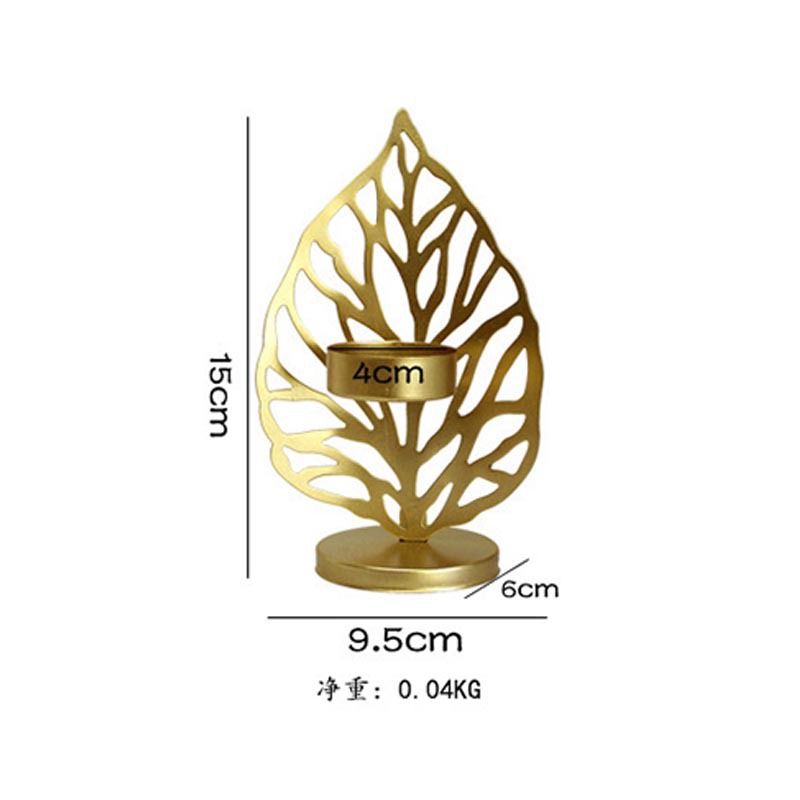 Factory Nordic Wrought Iron Candlestick Golden Base Living Room Table Decoration Minimalist Creative Golden Leaf Crafts