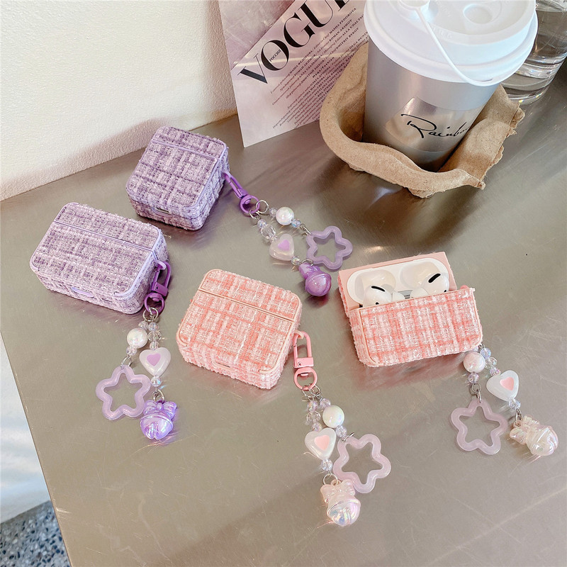 Light luxury Chanel style cloth pattern suitable for Apple AirPods Pro2 generation Bluetooth headset protective cover 123 earphone case