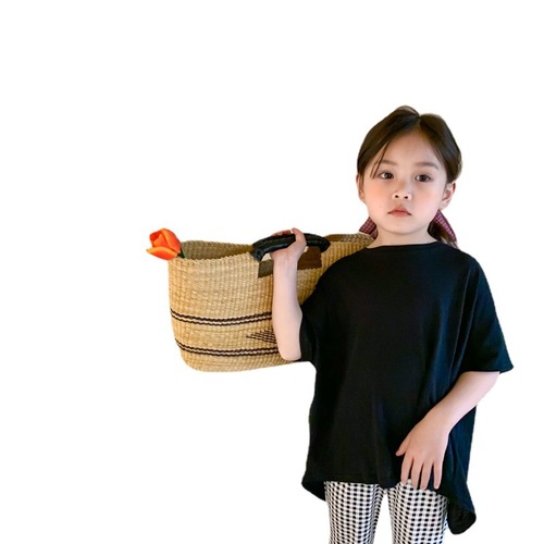 Tong T2024 Xiaomeng summer new style back slit design T-shirt baby fashion casual short sleeve