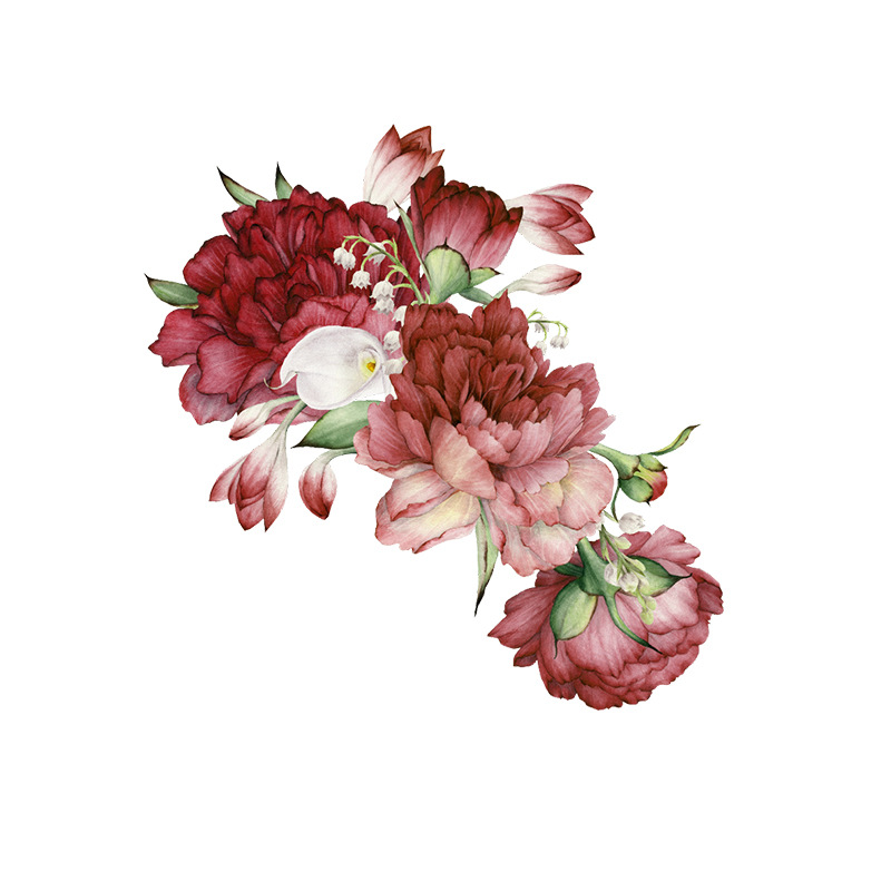 New Red Peony Flower Bedroom Porch Wall Stickers display picture 8