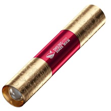 微笑鲨迷你伸缩变焦手电筒尾部开关手电三档调节高亮便携手电筒