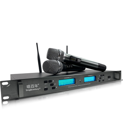 跨境爆款唱百年廠家新款調頻U段無線麥克風壹拖四家庭KTV無線話筒