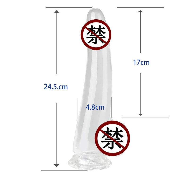 Transparent Crystal Simulation Dildo Anal Plug, Smooth Surface, Suction-Base, Sizes S–XXL