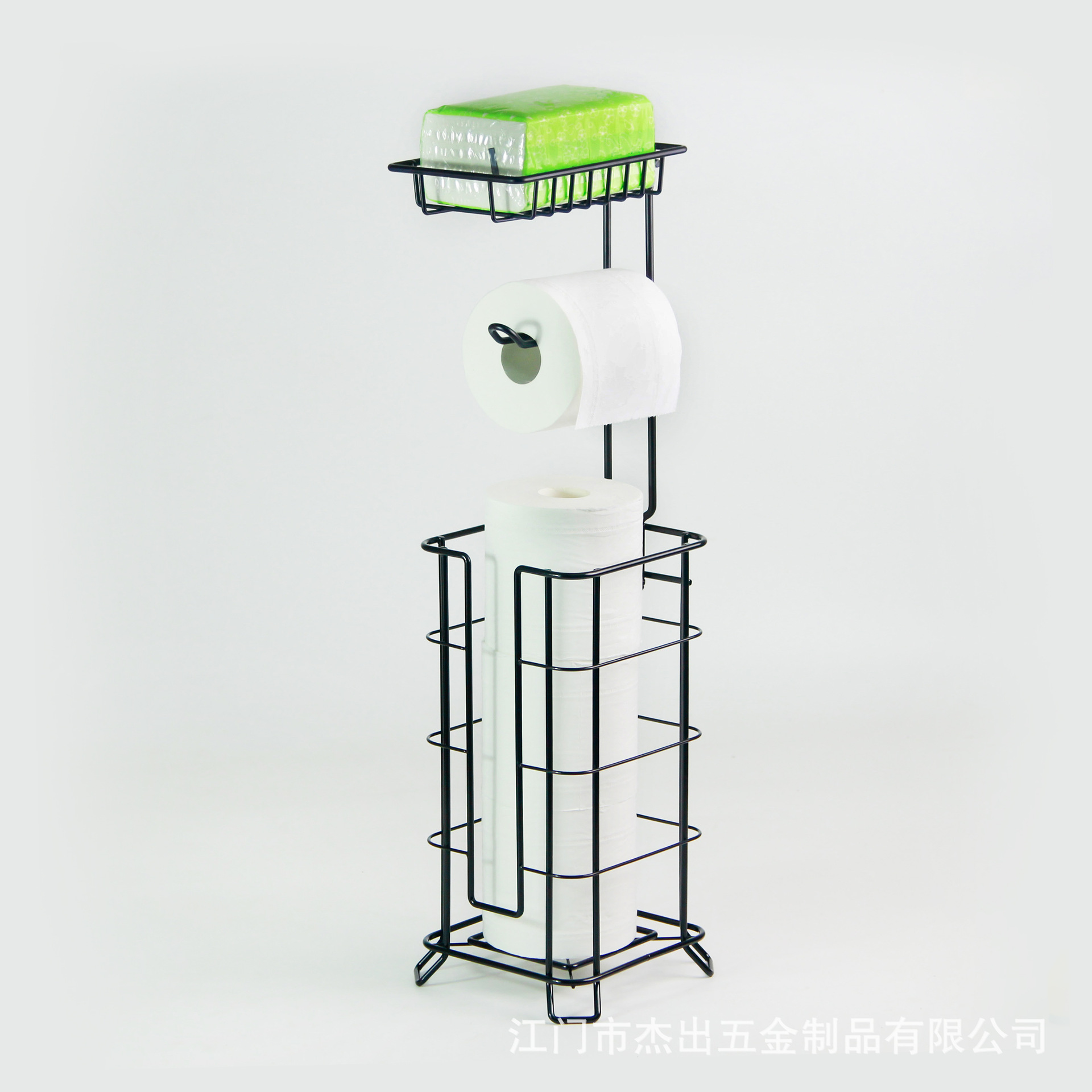 Estante de papel enrollado transfronterizo del fabricante Estante de baño doméstico Estante de almacenamiento de papel higiénico redondo Estante de toallas de papel de piso