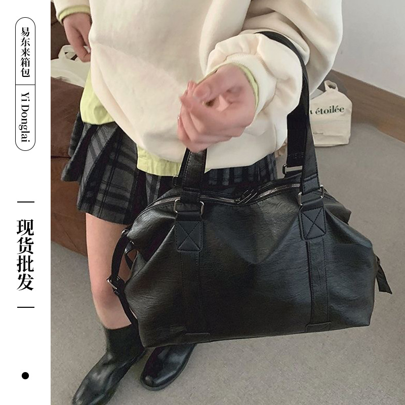 2024 새로운 거리 패션 대용량 여행 가방 핸드백 블랙 크로스 바디 백 유니섹스 캐주얼 토트