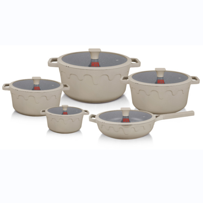 UCC LIFE Navidad 10 piezas set olla granito aluminio set cocina de arroz de mármol piedra olla de cocina