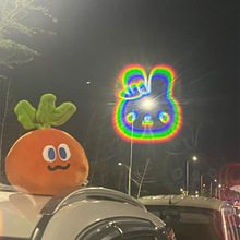 动物定 制异形镂空卡衍射特效闪光透卡制作演唱会七彩兔子头像