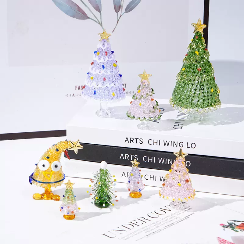 琉璃圣诞树旋转淄博琉璃圣诞节网红桌面装饰礼品摆件景德镇爆款