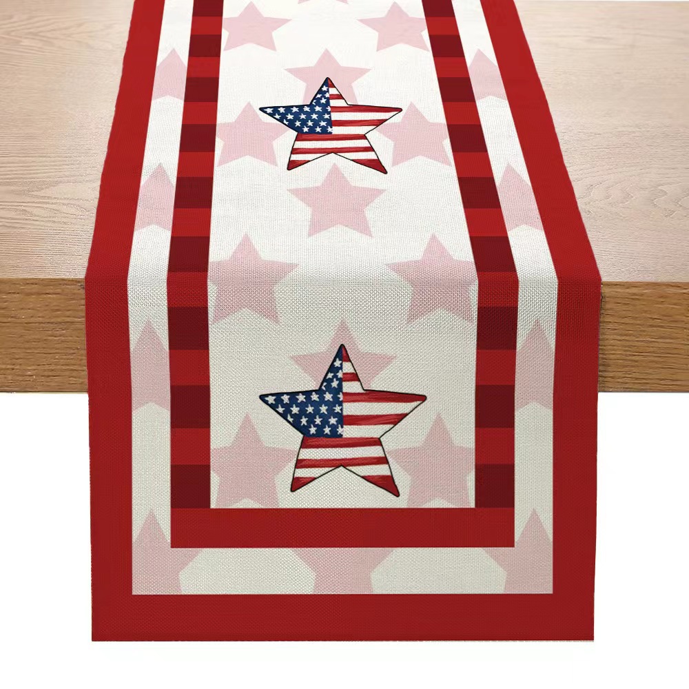2024 Nuevo Día DE LA Independencia camino de mesa de impresión Americana sala de estar comedor Decoración de mesa de tela Festival Decoración de mesa mantel image 10