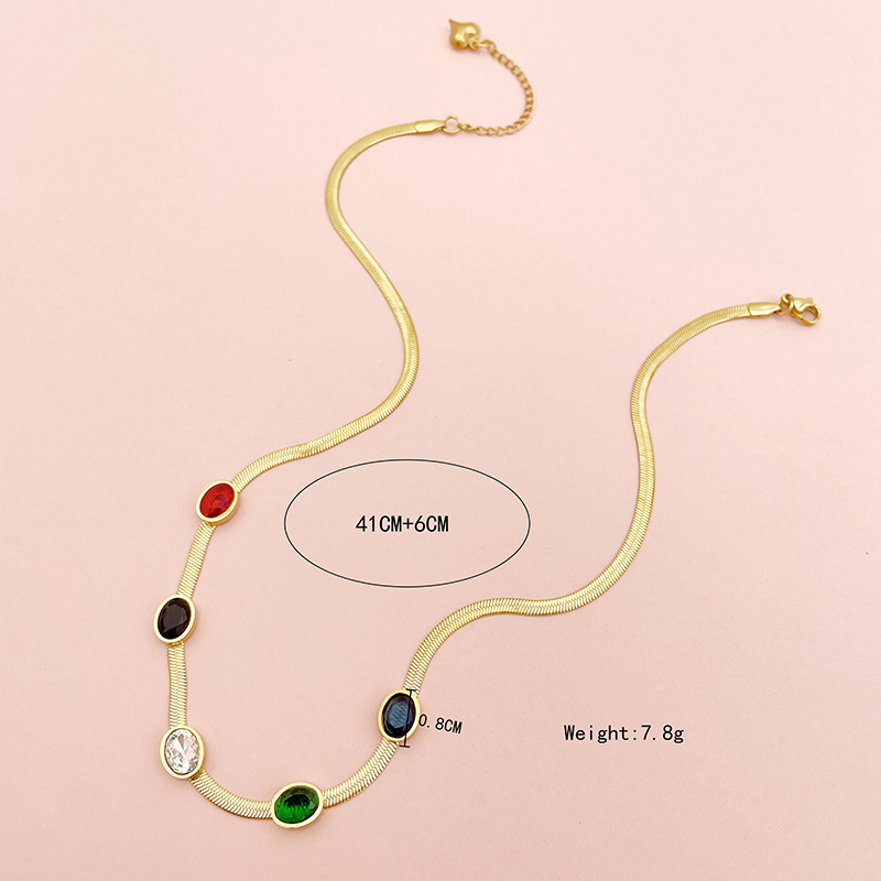 Fashion Geometric Stainless Steel Inlay Zircon Necklace 1 Pair