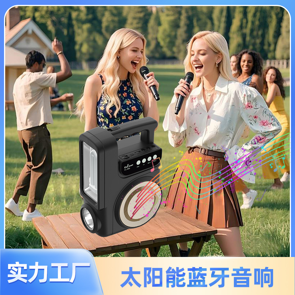 Cclamp Radio solar Bluetooth sistema integrado portátil linterna solar fuente de alimentación móvil solar