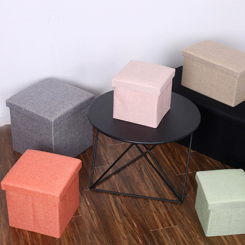 Табурет для хранения хлопка и льна Табурет для хранения Съемный диван Табурет для смены обуви Бытовой Многофункциональный складной ящик для хранения Артефакт