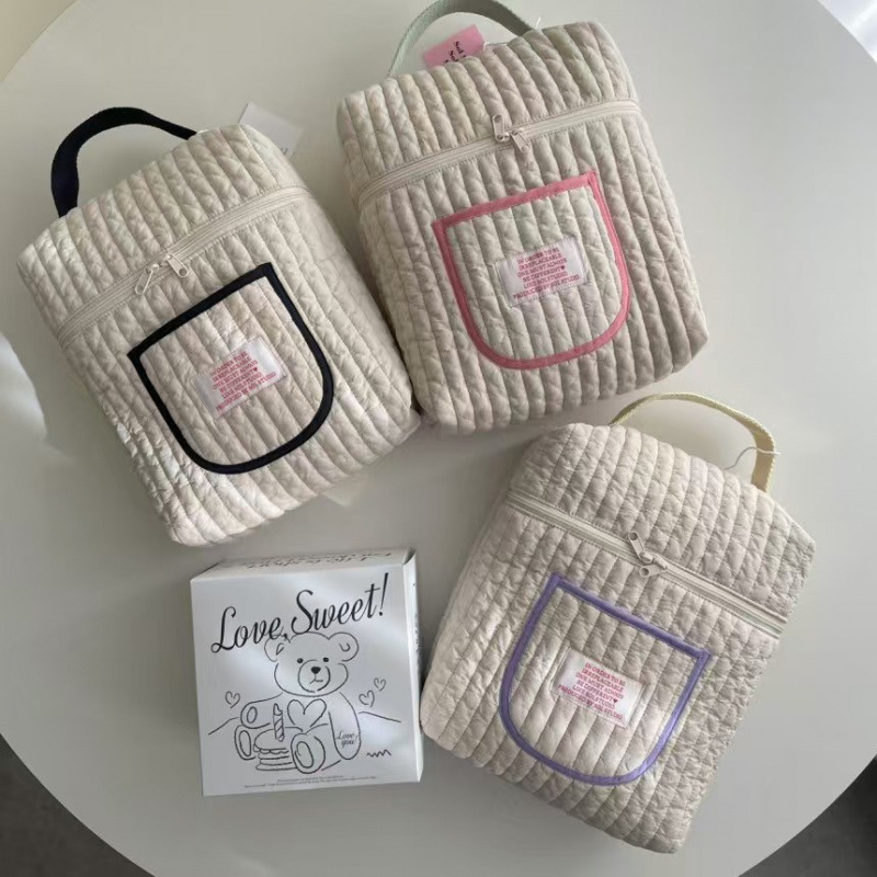 Korean Ins Diaper Storage Bag Multifunctional Handbag Quilted Mommy Bag Portable Hand-Carrying Mother and Baby Bag for Going Out