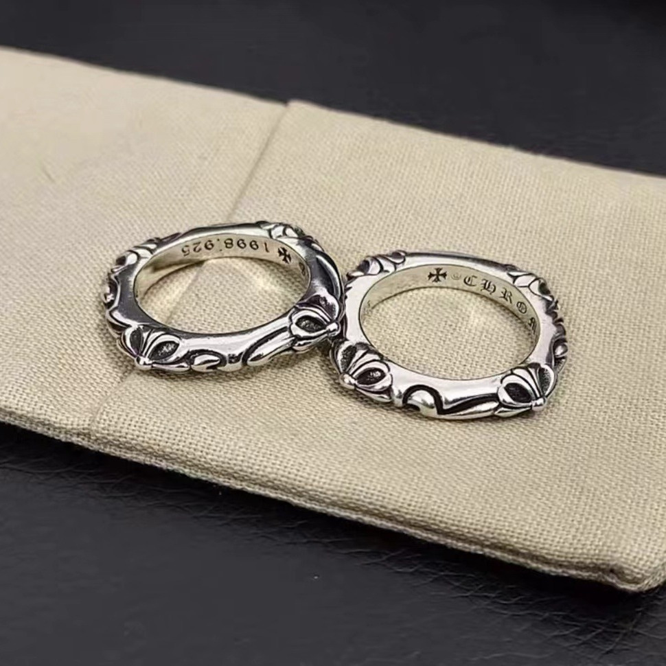 Chaoxuan Croix Heart Four Corners Palace Retro Trendy Men's and Women's Pair of Rings Cross Flower Vine Ring Hand Jewelry