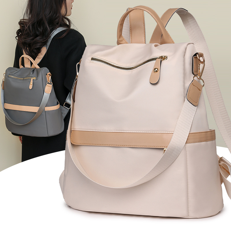 Bolso mujer 2024 nueva mochila de mujer moda contraste color multifunción de doble uso mochila antirrobo mochila de viaje marea