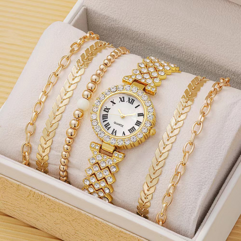23 Year New Set Diamond Women's Bracelet Watch Luxury Fashion Gift Box Watch Bracelet Six Piece Quartz Watch Set_voghion.com
