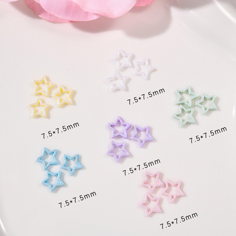 New Nail Art Accessories Dopamine Mixed Macaron Color Mermaid Ji Hollow Star Resin Nail Art Accessories