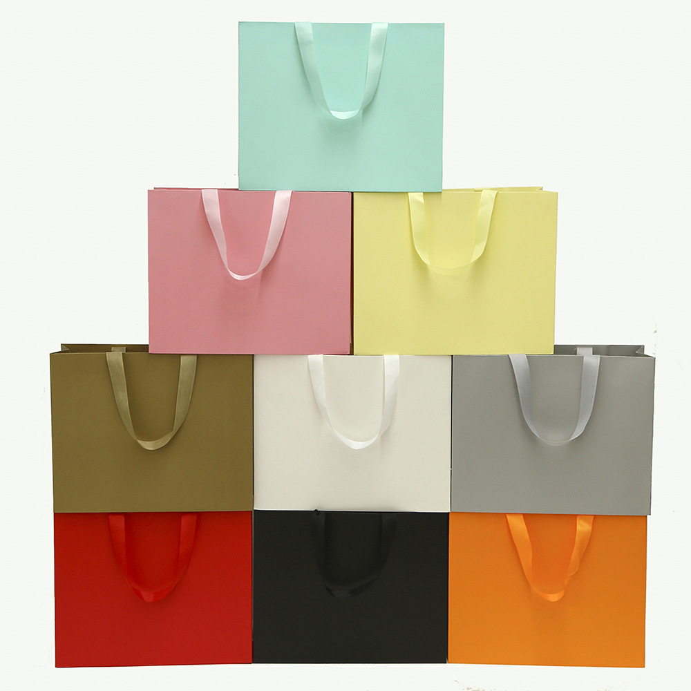 Bolsa de papel de cartón blanco florista bolsa de mano logotipo fija bolsa de regalo bolsa de regalo de Navidad bolsa de mano sin cintura