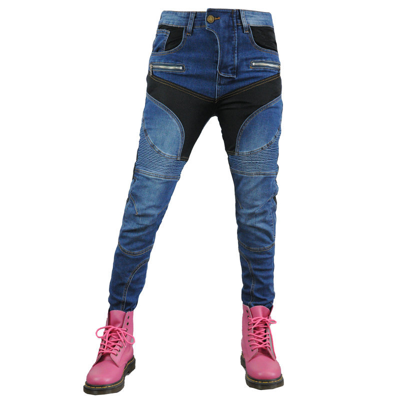 VOLERO motocicleta jeans Mujer verano malla transpirable Kevlar Slim motocicleta montar pantalones anti-caída