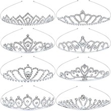 外贸跨境发饰货源简约韩国合金水钻皇冠发箍新娘王冠儿童生日聚会