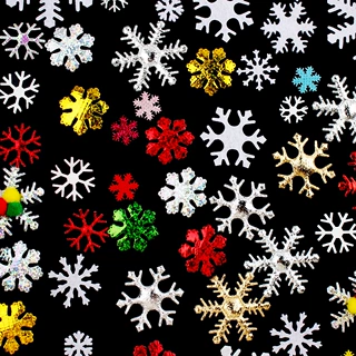 29款装饰圣诞雪花彩色闪亮雪花圣诞树派对无纺布贴装饰材料
