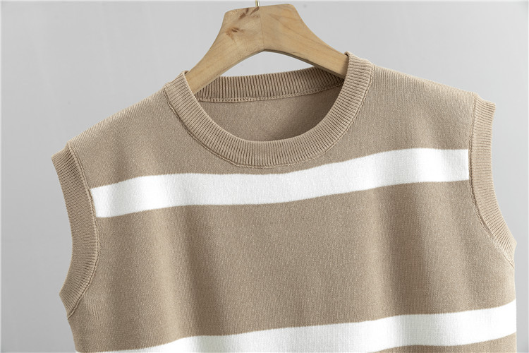 Damenbekleidung Temperament Mode locker gestrickte Strickjacke Jacke + Weste + Hose mit weitem Bein Fauler Stil dreiteiliges Set_voghion.com