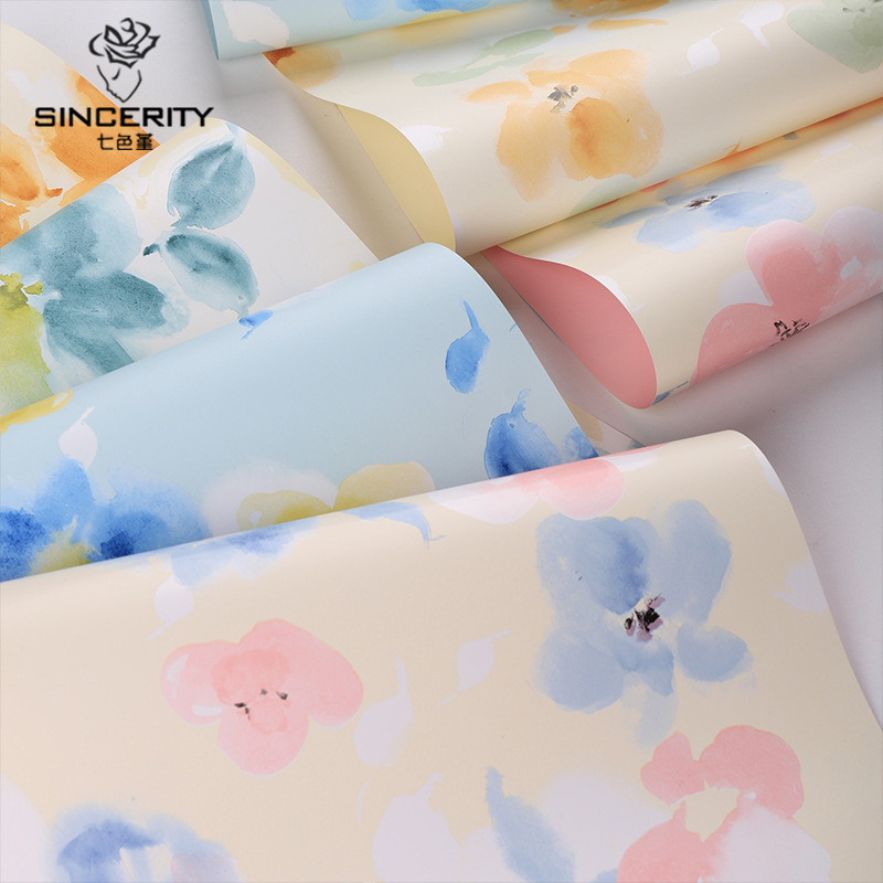 Papel de embalaje de ensueño llamativo de siete colores, embalaje de regalo hecho a mano de bricolaje, floristería, floristería, papel de embalaje de flores