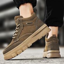 秋冬季男士英伦风高帮工装鞋新款户外休闲厚底短靴复古运动马丁靴