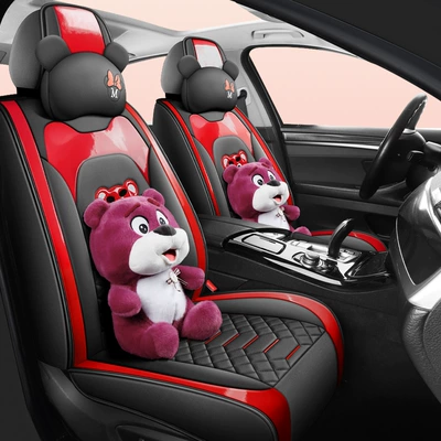 Universal seat cover | factory generation cross-border wholesale - strawberry-bear-cartoon-version-universal-for-five-seats