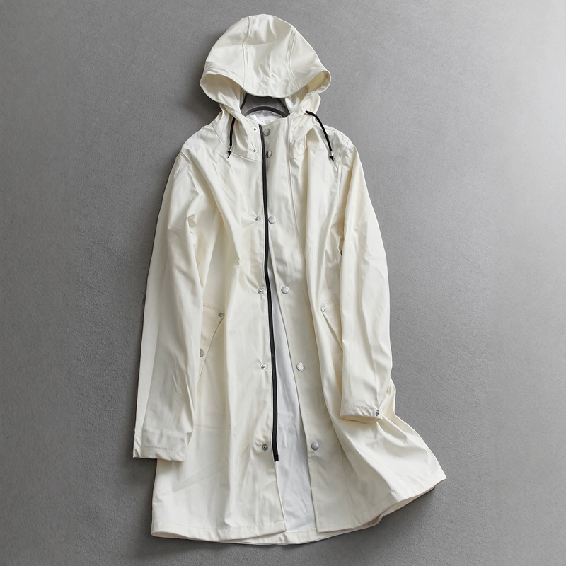 Solid Color Hooded Waterproof and Windproof Loose Long Functional Jacket with Long Sleeves for Women W502