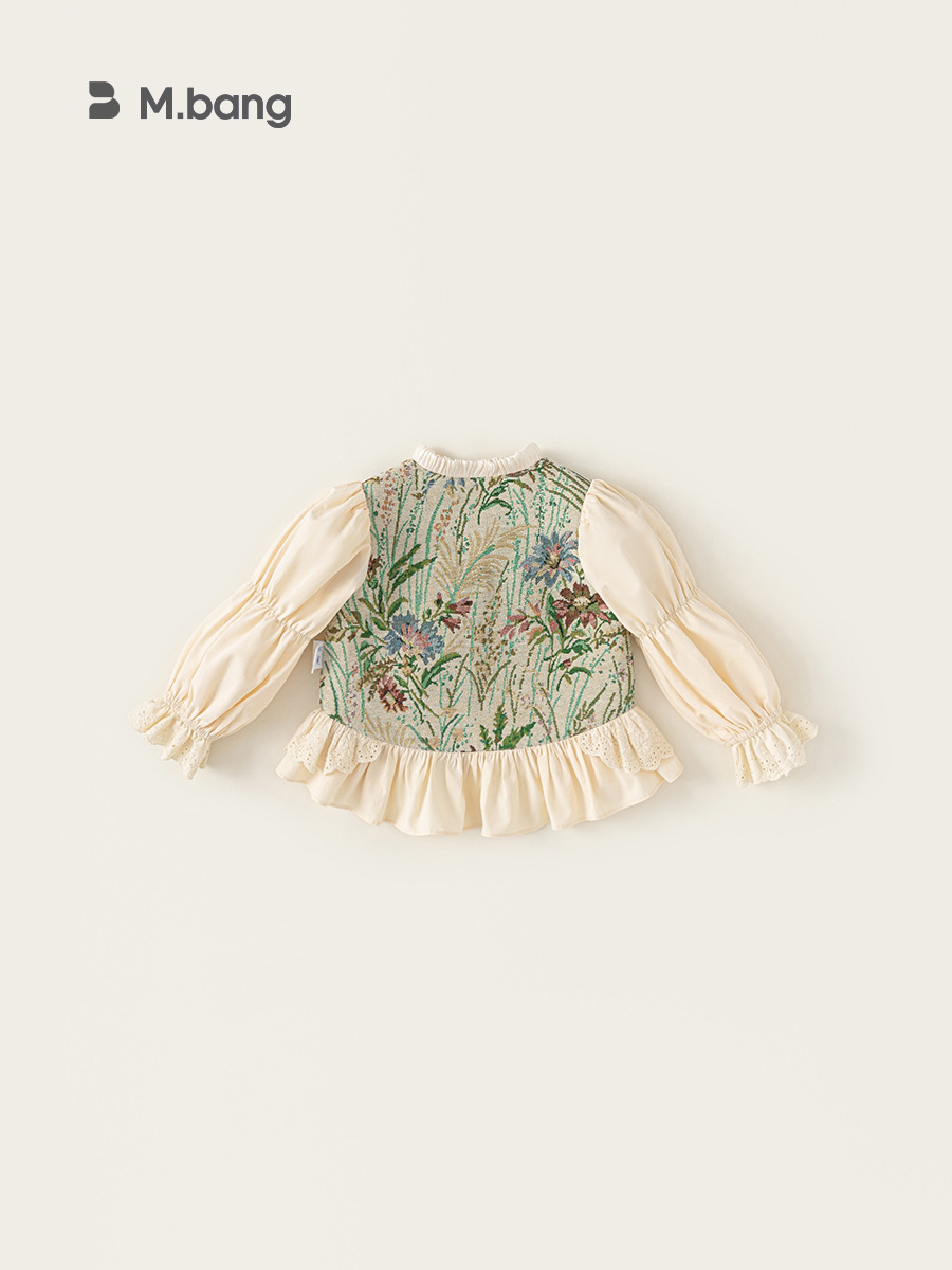 Youbao ropa de otoño para niños niñas bordadas retro falsas dos camisas de manga larga de niñas estilo nacional ropa china para niños