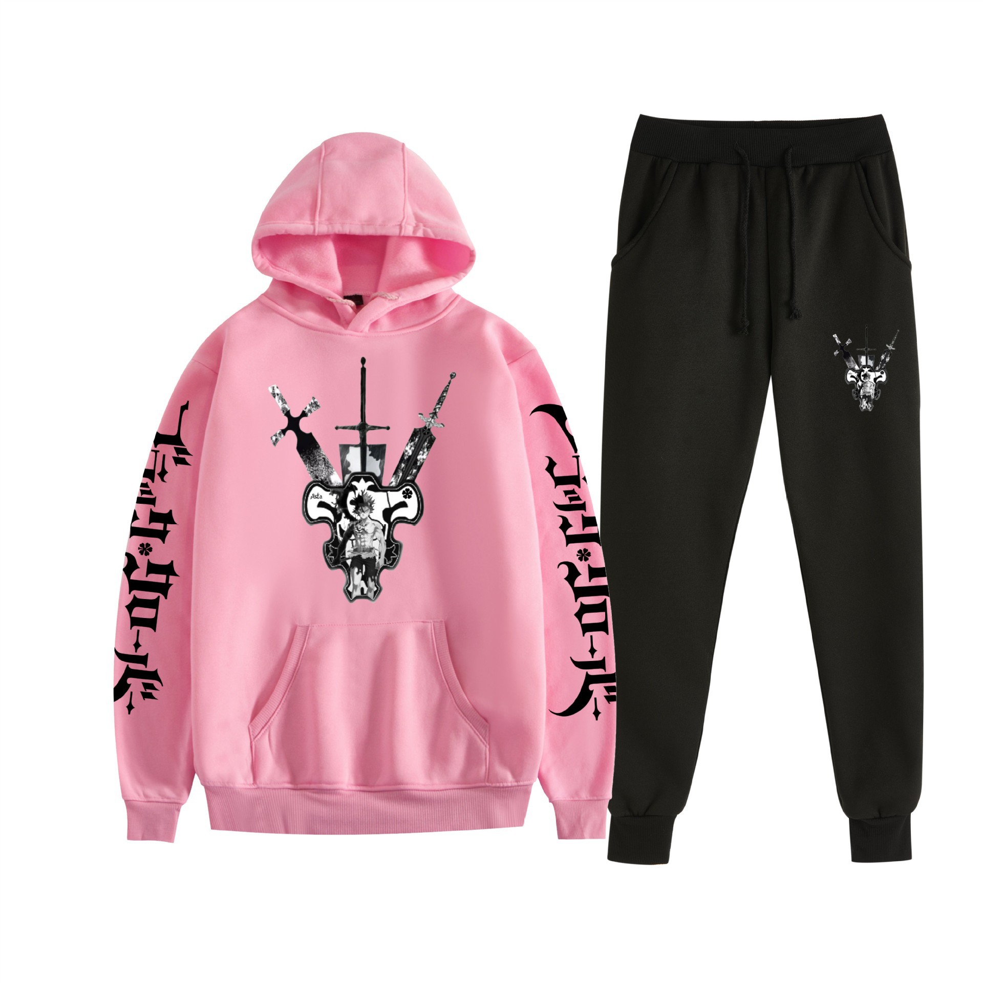 Comercio exterior nuevo estilo riman negro trébol de cuatro hojas Black Clover suéter con capucha corsés traje de dos piezas