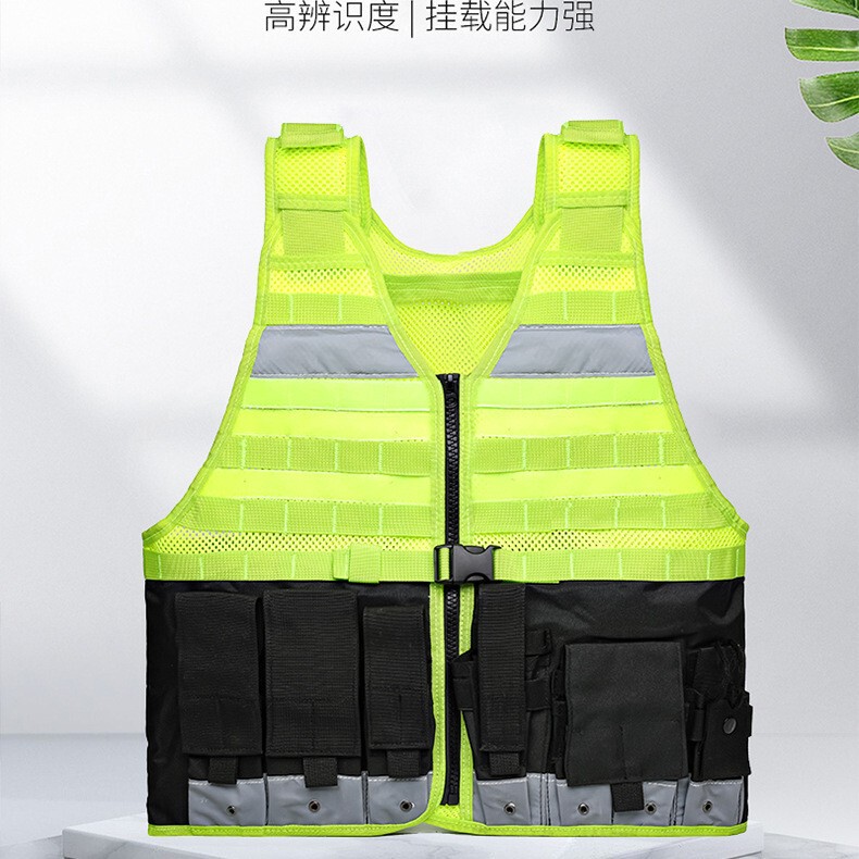 Reflective Tactical Vest Multi-Functional Protective Vest Road Construction Reflective Vest Duty Reflective Clothing Safety Vest
