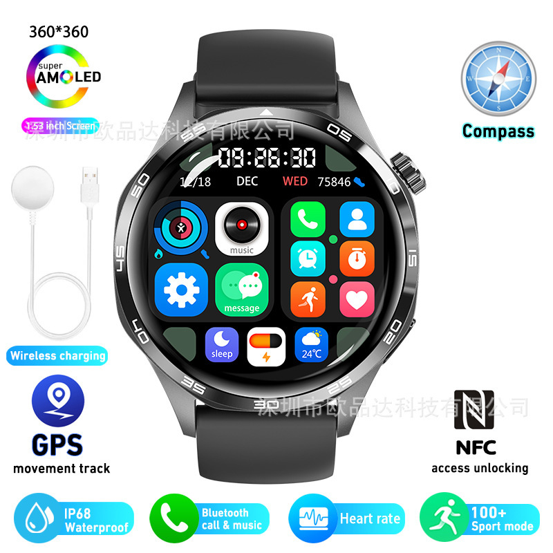 Watch5Pro Smart Watch Bluetooth Call Heart Rate Health Monitoring Hd Round Screen Cross-Border Foreign Trade New Model