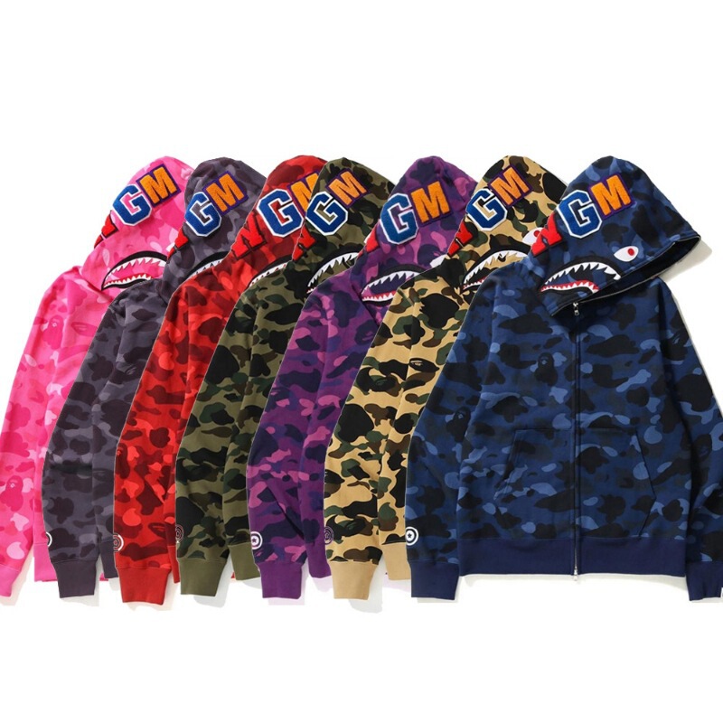 Trendy Ape Hooded Sweatshirt Correct High Version Shark Ape Shark Camouflage Zipper Jacket Parent-Child Outfit
