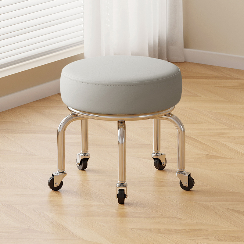 Polia doméstica taburete bajo rueda universal pequeño taburete silencioso rotativo taburete redondo móvil con artefacto moderno y simple