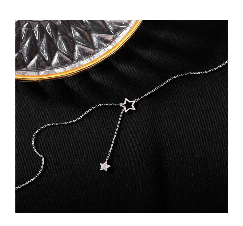 Damen Stern Halskette Mit Quasten Und Strasssteinen Elegant_voghion.com