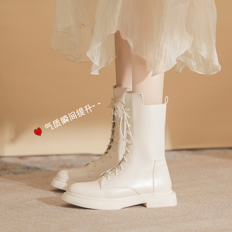 Gomeni Autumn and Winter New Martin Boots Women's White Boots 801016