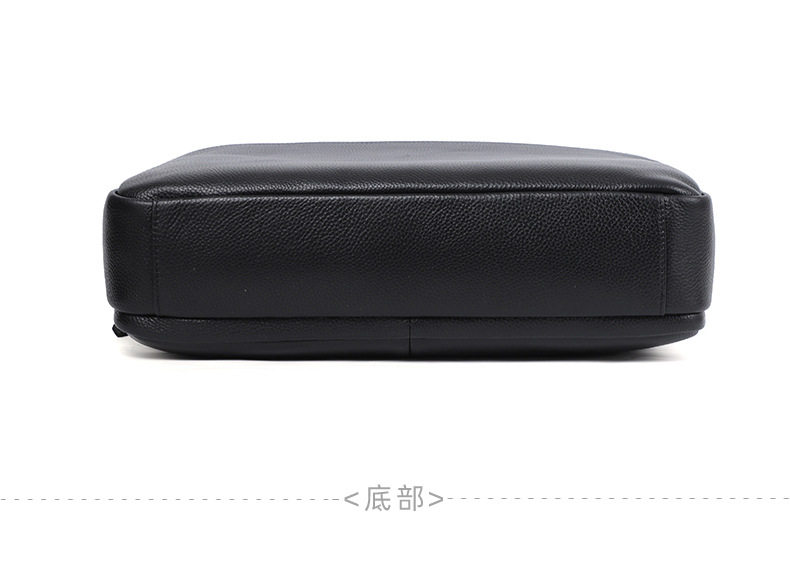 Túi xách tay nam da bò thật 39×10×29 cm có hai ngăn khóa kéo, đeo chéo một vai — Màu đen chi tiết 16