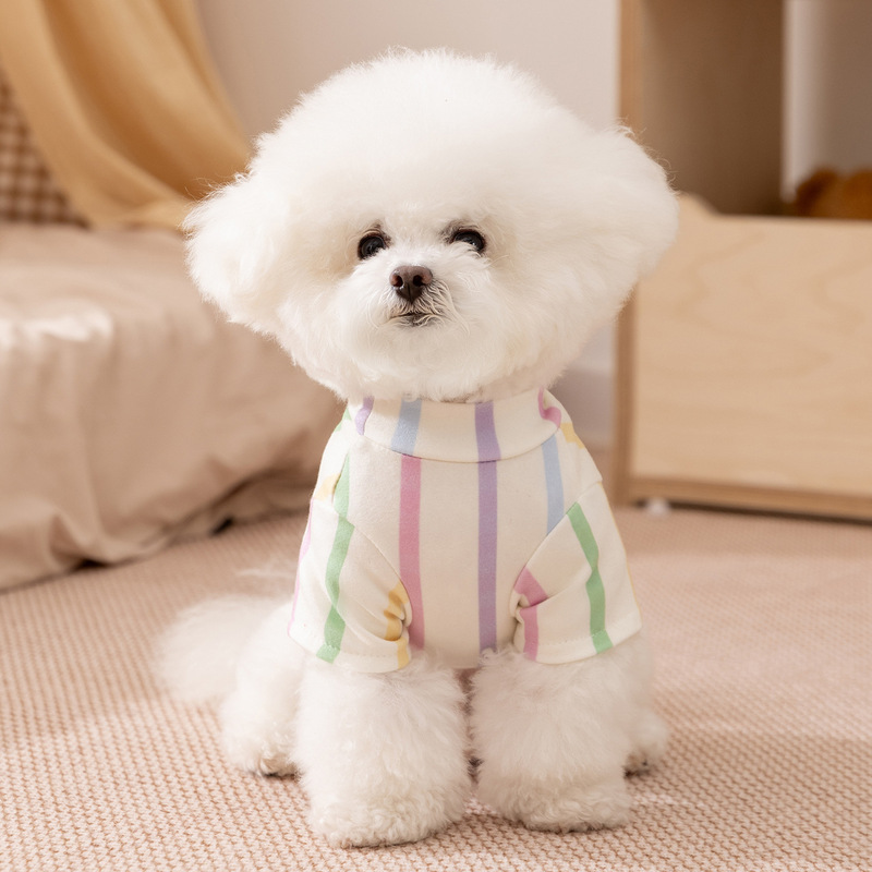 卡通条纹秋冬宠物打底衫猫咪衣服可牵引两脚衣中小型泰迪狗狗衣服|undefined