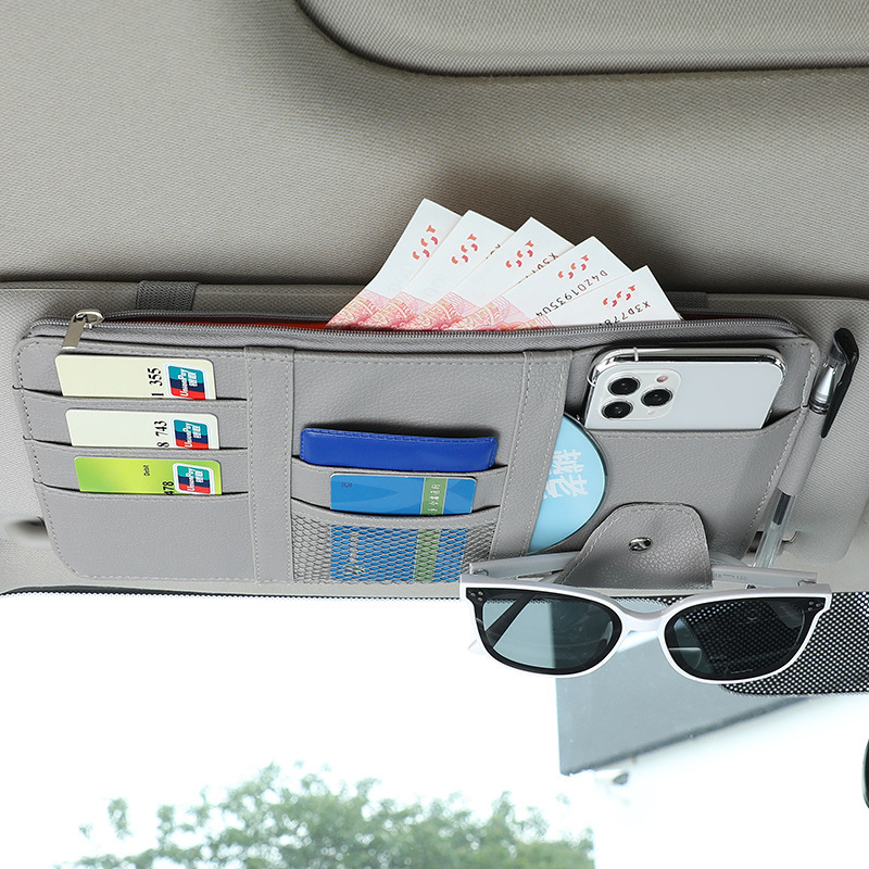 Car sun visor storage multi-functional car glasses holder storage bag card holder car card clip ID clip